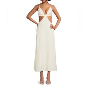 Cult Gaia Selah Linen Blend Cut Out dress - cream color